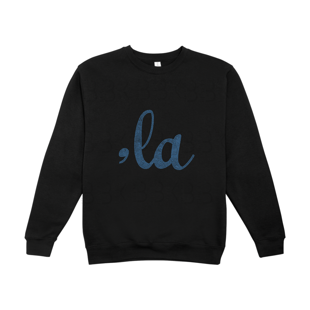 ,La Rhinestone Crewneck Sweatshirt. Please add rhinestone color of your choice in the notes section below