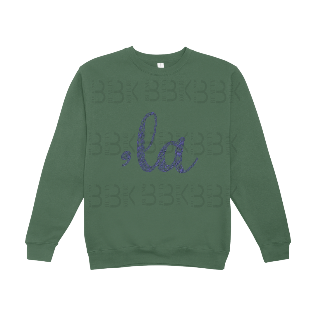 ,La Rhinestone Crewneck Sweatshirt. Please add rhinestone color of your choice in the notes section below